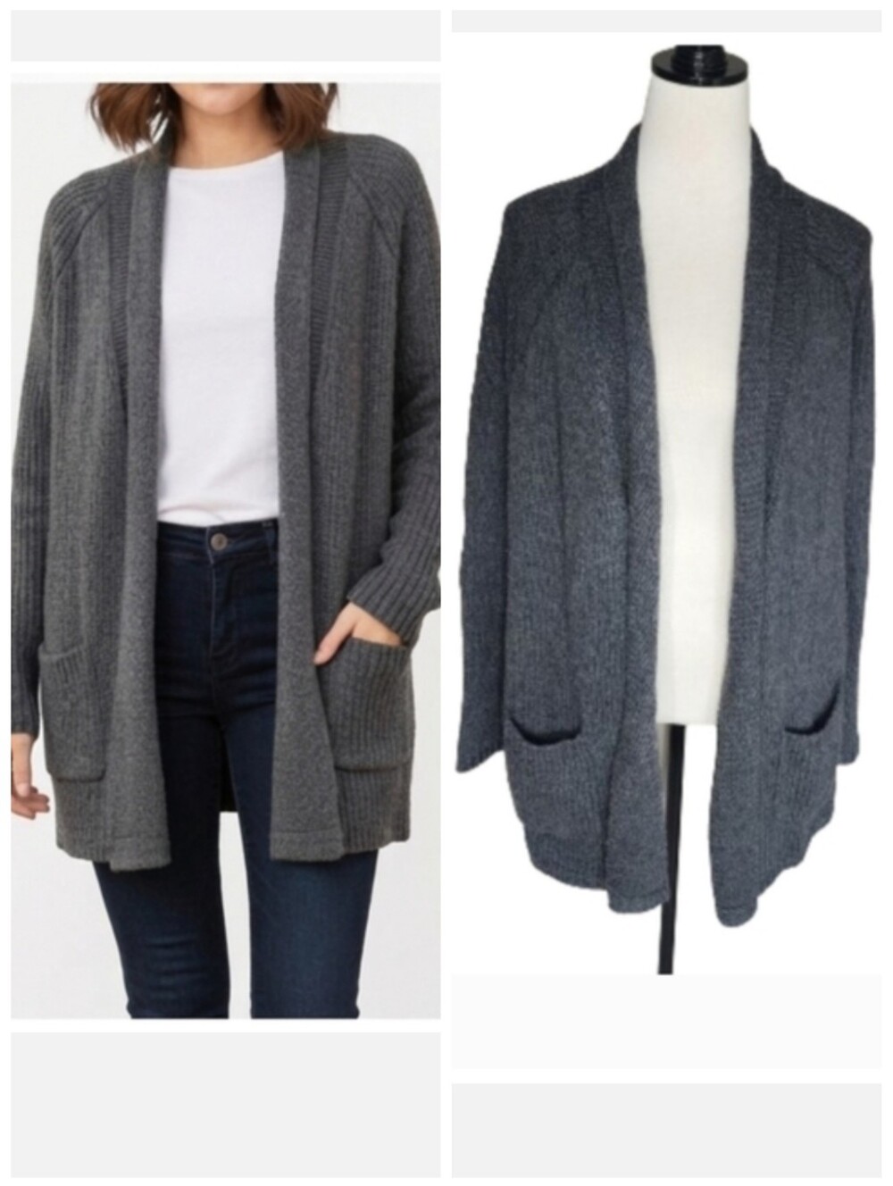 Willow & Clay gray angora chunky open cardigan sweater Women's size medium NWT